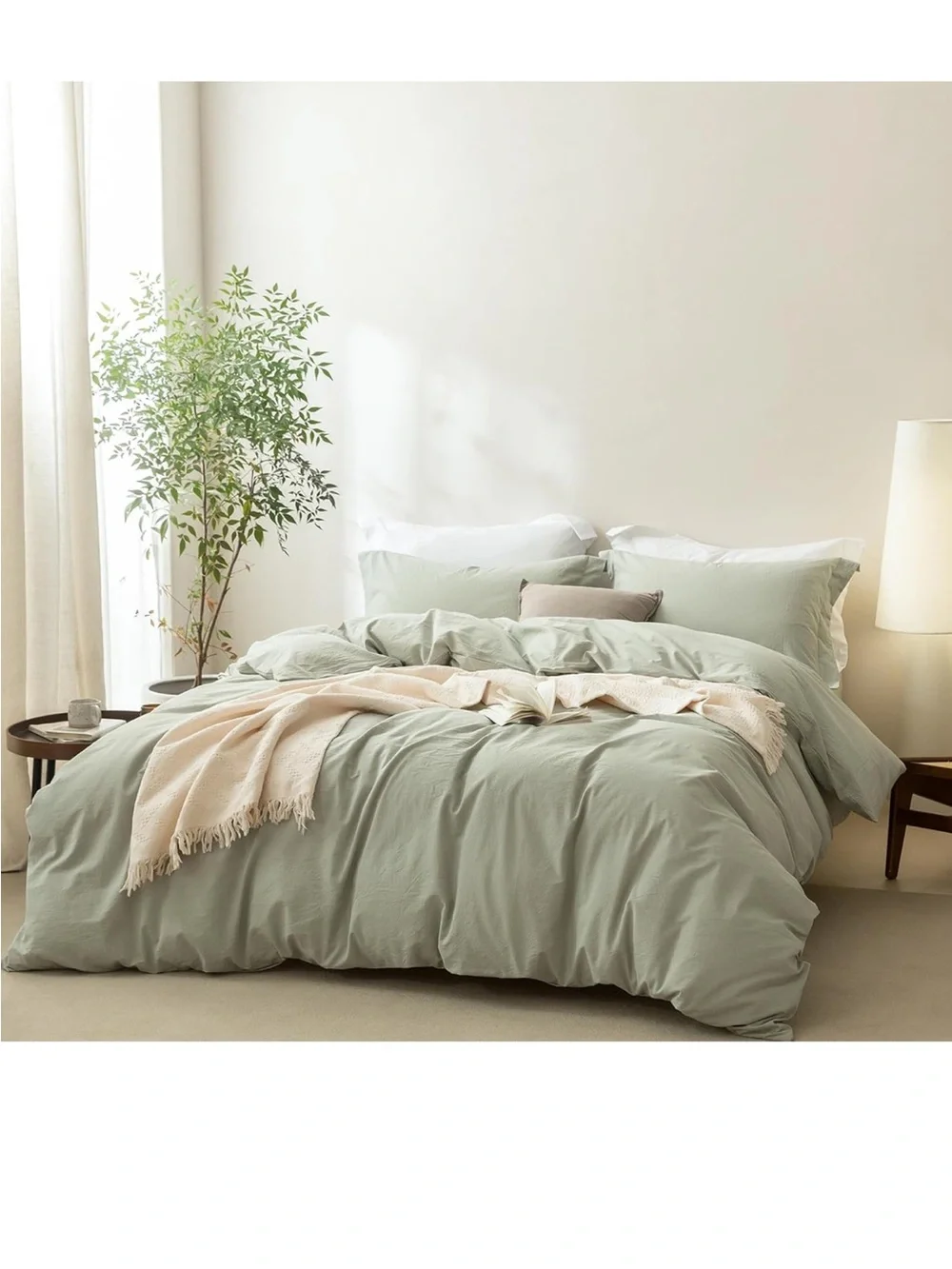 BDEAR 3Pcs Sage Green Duvet Cover Set Super King Plus Size 120